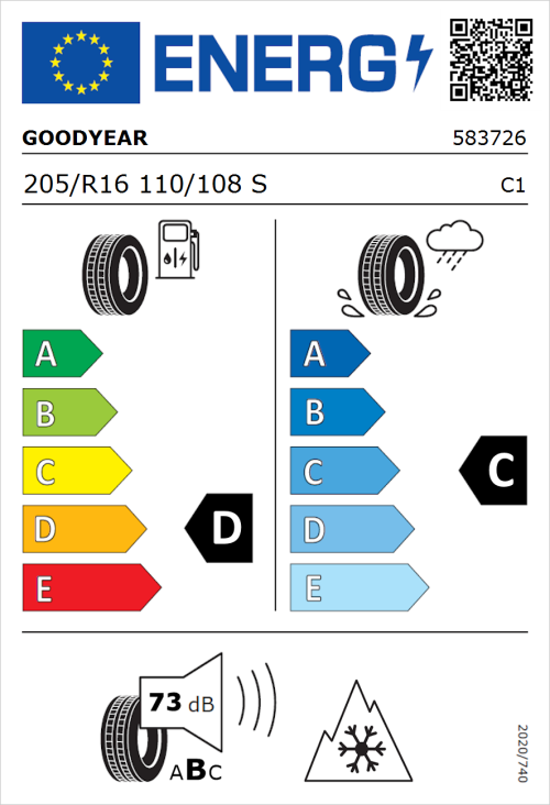 Tyre Label for Goodyear Wrangler All-Terrain Adventure 205/R16 110/108S